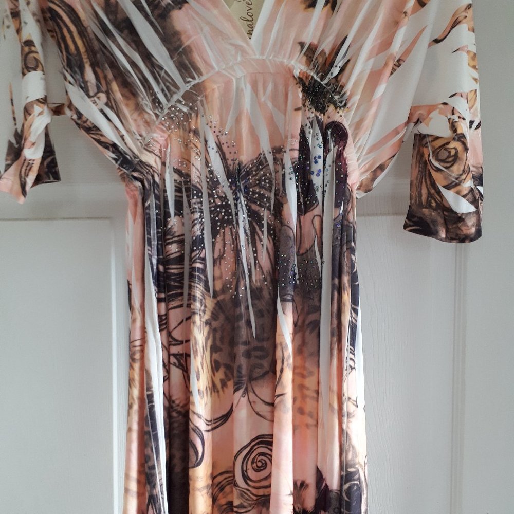 Dress -  Size Large - Brown/Ivory/Coral - Picture 6 of 7